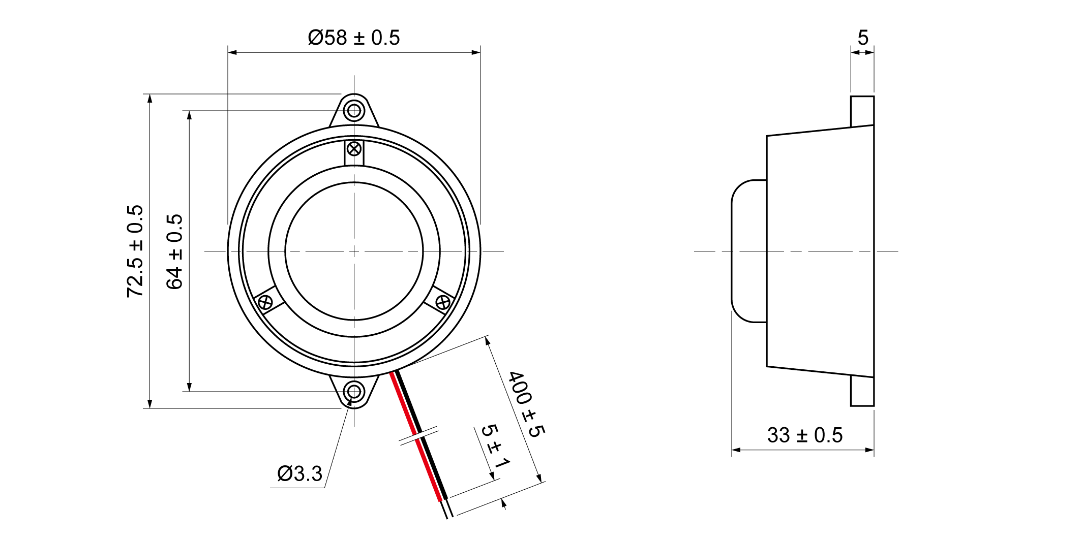 XPB5833-08.20R12W Mechanical Drawing